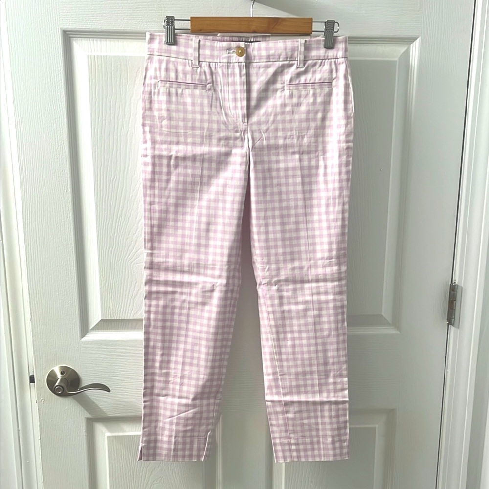 NWT Ann Taylor Lilac Gingham Pants The Crop Mid Rise Size 0